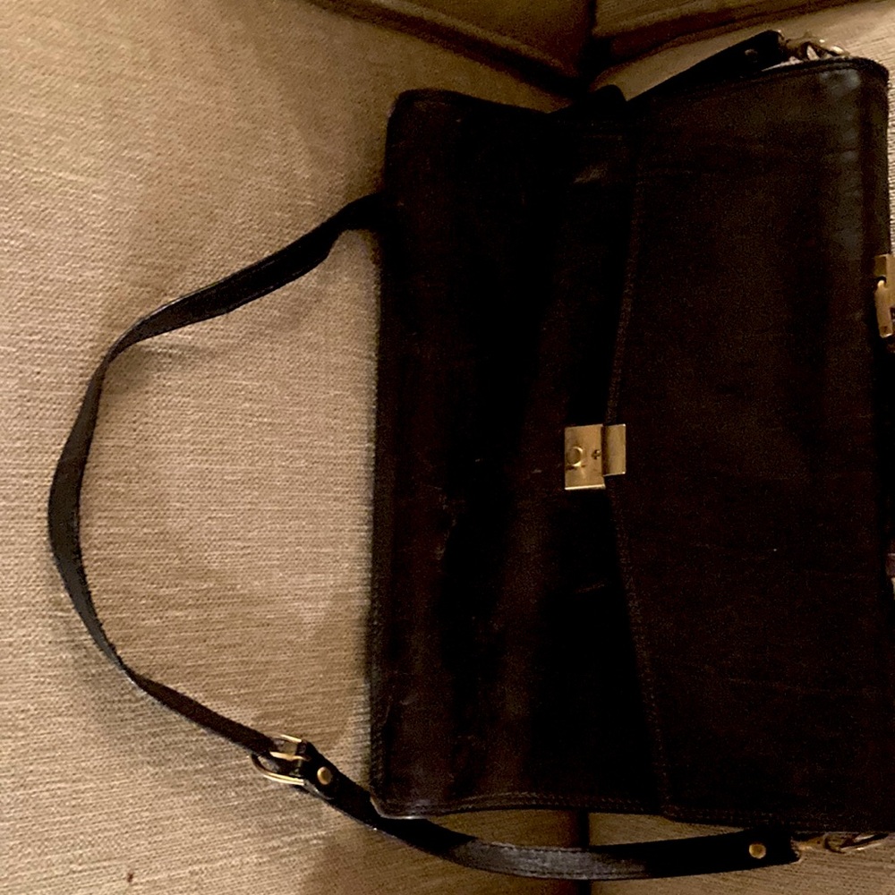 Black Italian Leather Attaché Bag